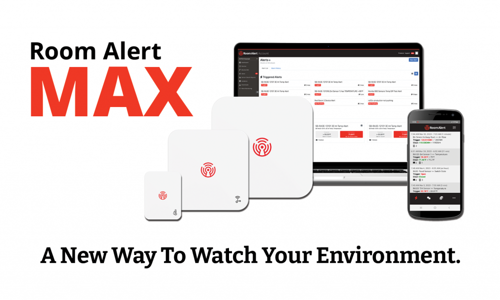 Graphic illustrating Room Alert MAX